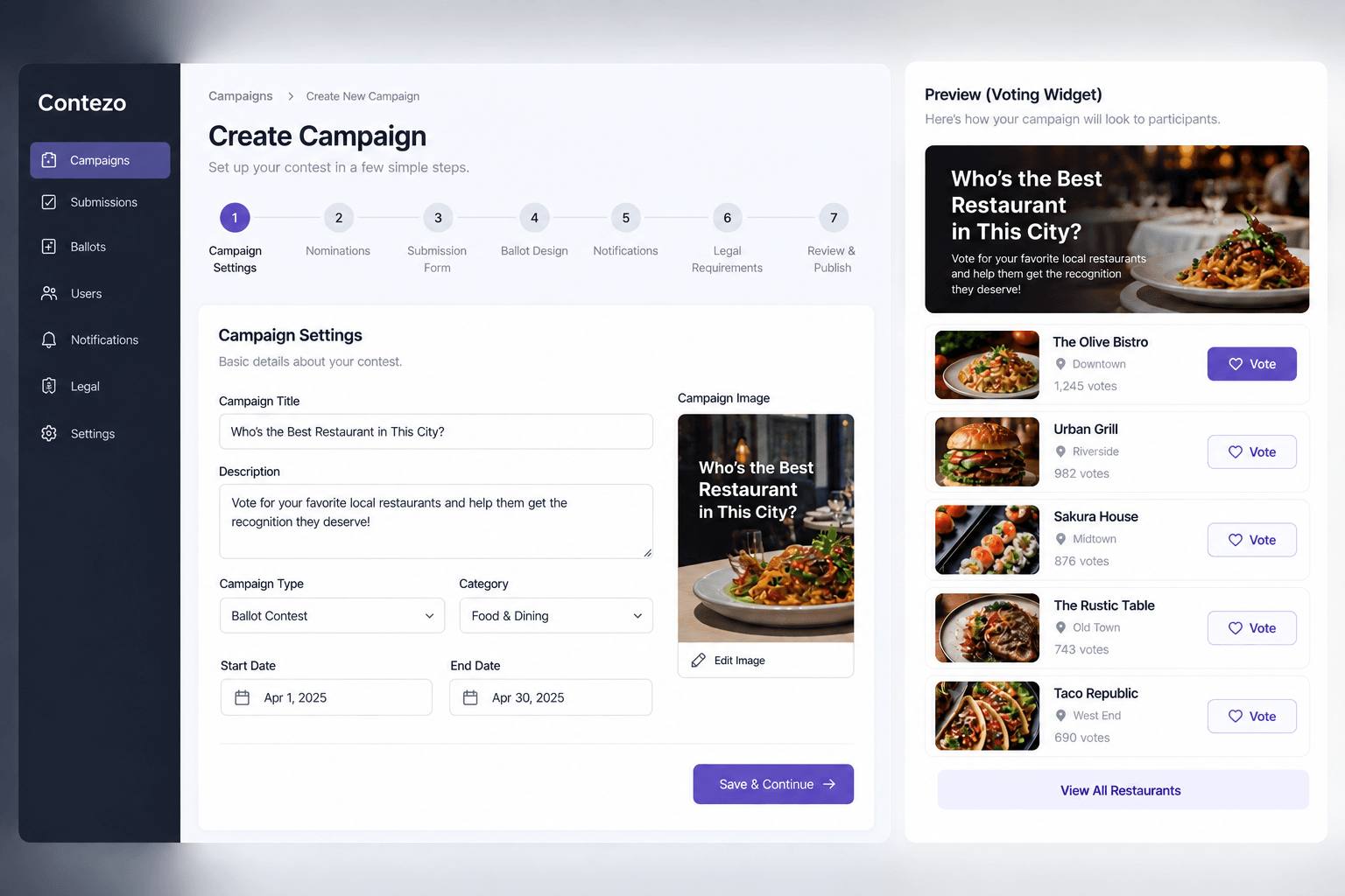 Contezo gamified campaign dashboard
